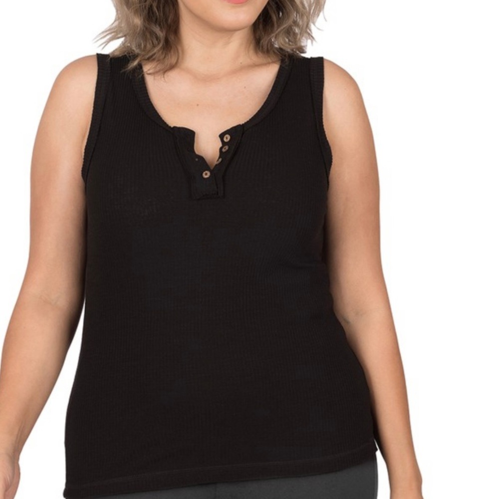 Plus Henley Tank Top
